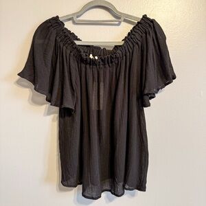 Eberjey Summer of Love Marla Bamboo Lounge Set Black Off Shoulder Top Shorts S